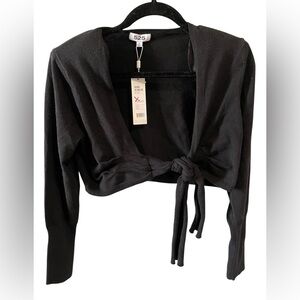 525 America cropped shrug with front‎ ties black size small